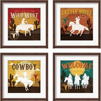 Framed 'Cattle Drive 4 Piece Framed Art Print Set' border=