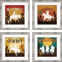 Framed 'Cattle Drive 4 Piece Framed Art Print Set' border=