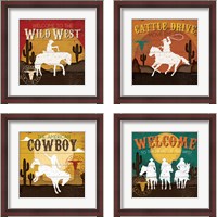 Framed 'Cattle Drive 4 Piece Framed Art Print Set' border=