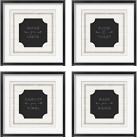 Framed 'Bathroom Rules 4 Piece Framed Art Print Set' border=
