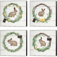 Framed 'Spring Wreath 4 Piece Canvas Print Set' border=
