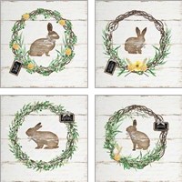 Framed 'Spring Wreath 4 Piece Art Print Set' border=