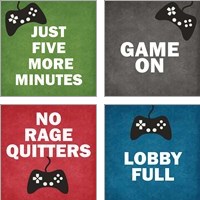 Framed 'Gamer 4 Piece Art Print Set' border=