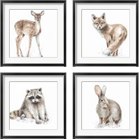 Framed 'Forest Friends 4 Piece Framed Art Print Set' border=