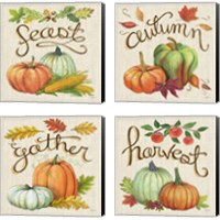 Framed 'Autumn Harvest Linen 4 Piece Canvas Print Set' border=