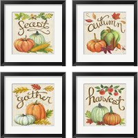 Framed 'Autumn Harvest Linen 4 Piece Framed Art Print Set' border=