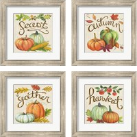 Framed 'Autumn Harvest Linen 4 Piece Framed Art Print Set' border=
