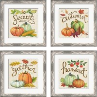 Framed Autumn Harvest Linen 4 Piece Framed Art Print Set