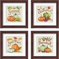 Framed 'Autumn Harvest Linen 4 Piece Framed Art Print Set' border=