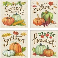 Framed Autumn Harvest Linen 4 Piece Art Print Set