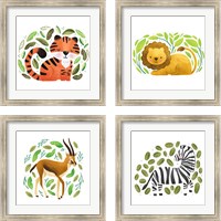 Framed Safari Cuties  4 Piece Framed Art Print Set