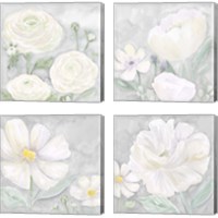 Framed 'Peaceful Repose Floral on Gray  4 Piece Canvas Print Set' border=