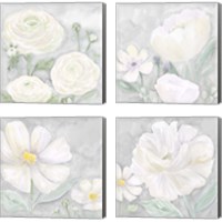 Framed 'Peaceful Repose Floral on Gray  4 Piece Canvas Print Set' border=