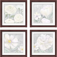 Framed 'Peaceful Repose Floral on Gray  4 Piece Framed Art Print Set' border=