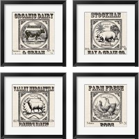 Framed 'Farmhouse Grain Sack Label 4 Piece Framed Art Print Set' border=