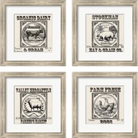 Framed 'Farmhouse Grain Sack Label 4 Piece Framed Art Print Set' border=