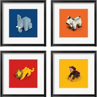 Framed 'Kids Animal 4 Piece Framed Art Print Set' border=