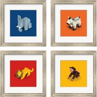 Framed 'Kids Animal 4 Piece Framed Art Print Set' border=
