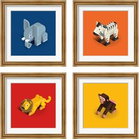 Framed Kids Animal 4 Piece Framed Art Print Set