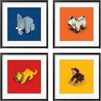 Framed Kids Animal 4 Piece Framed Art Print Set