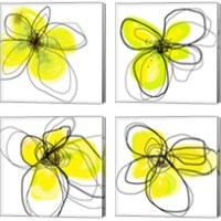 Framed 'Yellow Petals Four 4 Piece Canvas Print Set' border=
