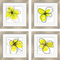Framed 'Yellow Petals Four 4 Piece Framed Art Print Set' border=