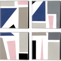 Framed 'Color Blocks 4 Piece Canvas Print Set' border=