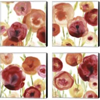 Framed 'Poppy Patch 4 Piece Canvas Print Set' border=