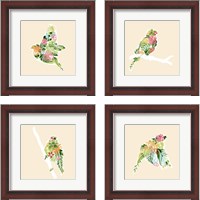 Framed 'Foliage & Feathers 4 Piece Framed Art Print Set' border=