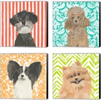 Framed Parlor Pooches 4 Piece Canvas Print Set