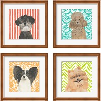 Framed 'Parlor Pooches 4 Piece Framed Art Print Set' border=