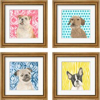 Framed 'Parlor Pooches 4 Piece Framed Art Print Set' border=