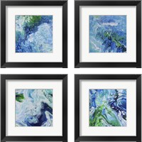 Framed 'Blue Lagoon Abstract 4 Piece Framed Art Print Set' border=