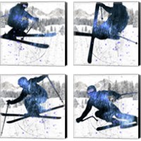 Framed 'Extreme Skier 4 Piece Canvas Print Set' border=