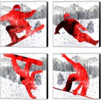 Framed 'Extreme Snowboarder 4 Piece Canvas Print Set' border=