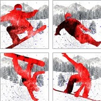 Framed 'Extreme Snowboarder 4 Piece Art Print Set' border=