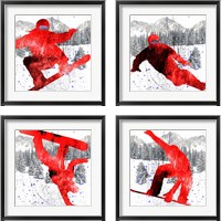 Framed 'Extreme Snowboarder 4 Piece Framed Art Print Set' border=