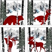 Framed 'Winter Wildlife 4 Piece Art Print Set' border=