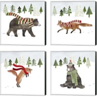 Framed 'Woodland Christmas 4 Piece Canvas Print Set' border=