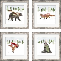 Framed 'Woodland Christmas 4 Piece Framed Art Print Set' border=