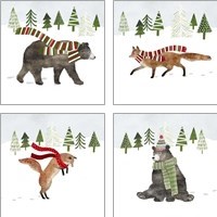 Framed 'Woodland Christmas 4 Piece Art Print Set' border=