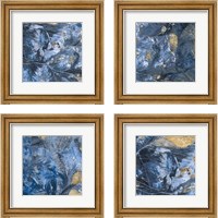 Framed 'Gilded Indigo 4 Piece Framed Art Print Set' border=