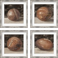 Framed 'Vintage Leather 4 Piece Framed Art Print Set' border=