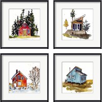 Framed 'Rad Cabin 4 Piece Framed Art Print Set' border=