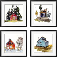 Framed 'Rad Cabin 4 Piece Framed Art Print Set' border=