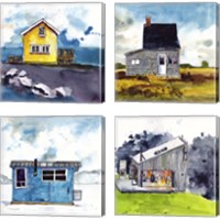 Framed 'Cabin Scape 4 Piece Canvas Print Set' border=