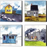 Framed 'Cabin Scape 4 Piece Canvas Print Set' border=