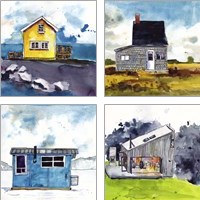 Framed 'Cabin Scape 4 Piece Art Print Set' border=