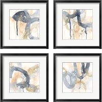 Framed 'Liquid Blueprint 4 Piece Framed Art Print Set' border=