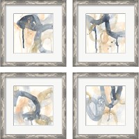 Framed 'Liquid Blueprint 4 Piece Framed Art Print Set' border=